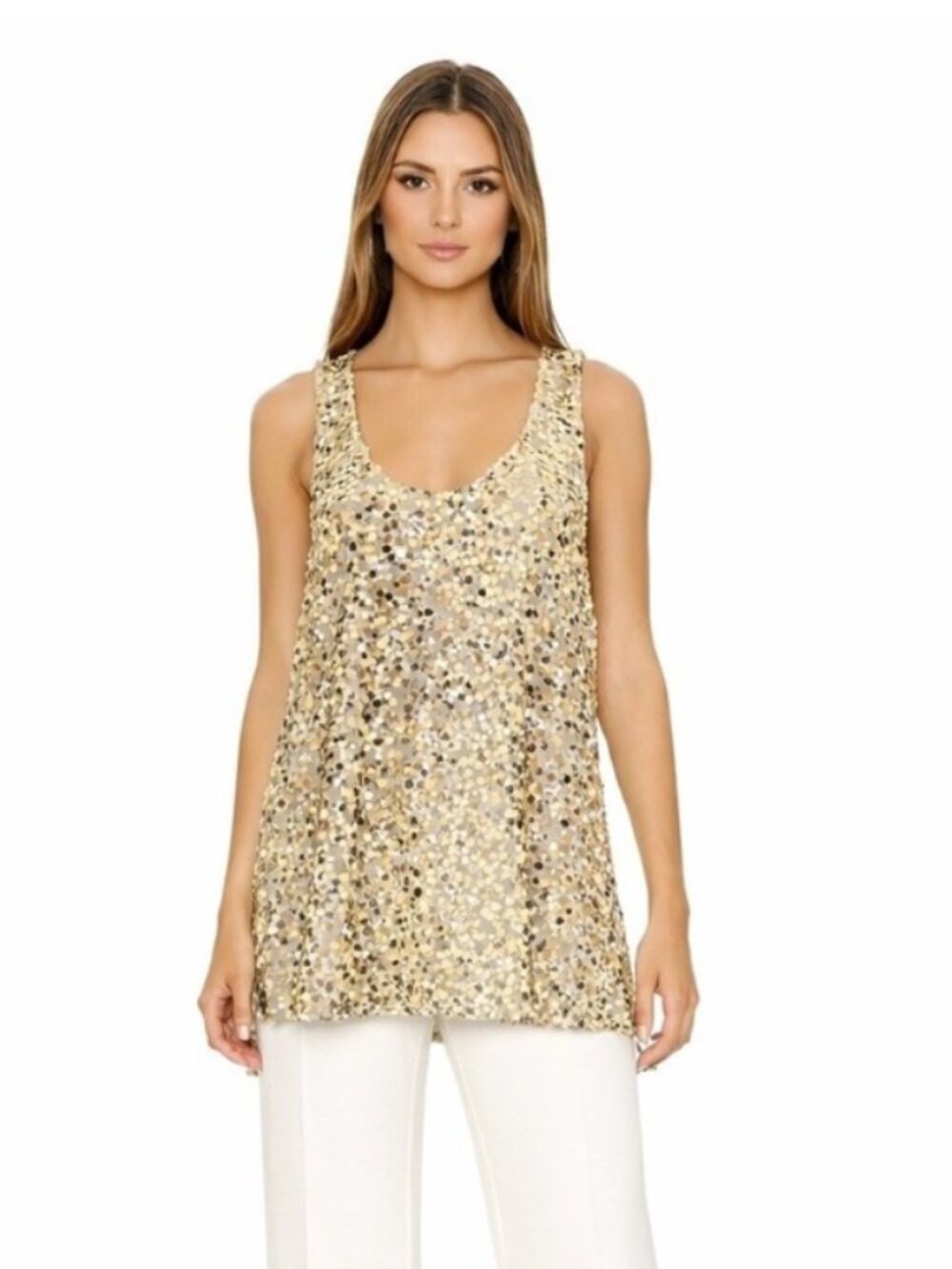 Rag & Bone Gold Sequin Racerback Tunic Tank Top